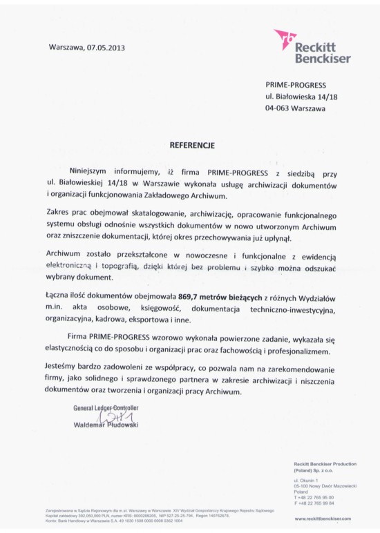 RECKITT BENCKISER PRODUCTION - dawne Zakłady Chemiczne 